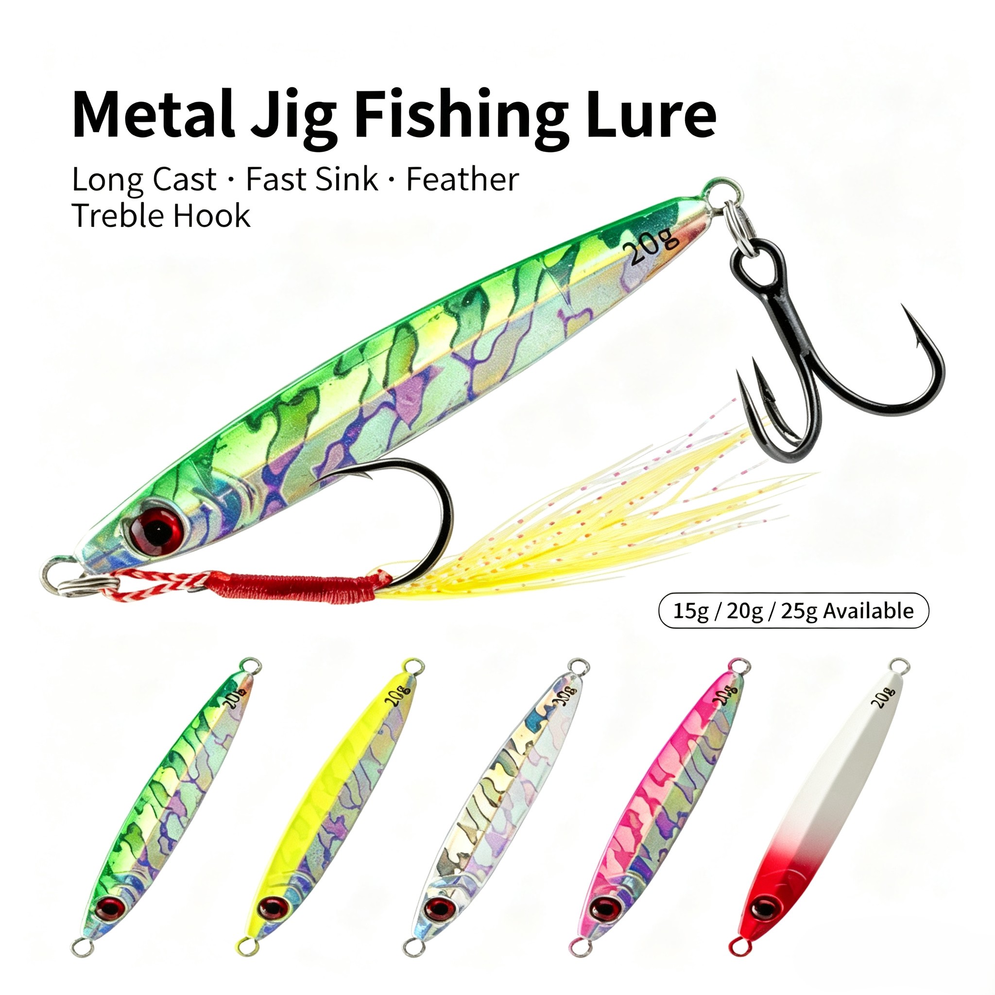 Fishing Hook Treble - Набор из 3 металлических джиг-приманок, асимметричные,